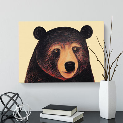 Vintage Bear Abstract - Wrapped Canvas