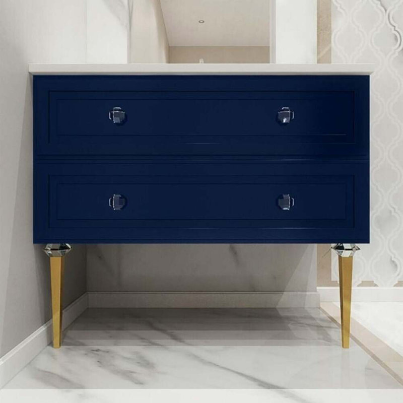 Alma 36.25" Wall Mounted Single Bathroom Vanity with Top, Blue