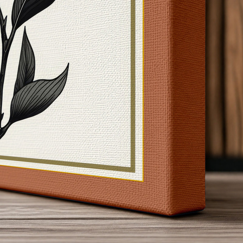 Single Bloom Study Botanical - Wrapped Canvas, 18x12 - 45.7 x 30.5 cm, Terracotta Border
