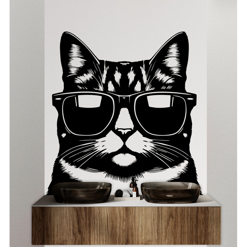 Adhésif décoratif pour chat, chat, chat, enfants, art mural, amoureux des chats, H 17 po x l 17 po, Beige