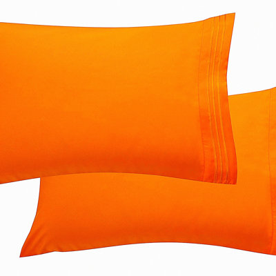 UltraSoft Luxe 1500 Microfiber Pillowcase Set - Hotel Quality Double Brushed Wrinkle Resistant - Vibrant Orange - King Size