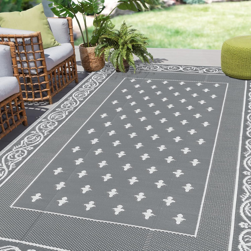 Outdoor Rug, Gray, Rectangle 6' x 9'