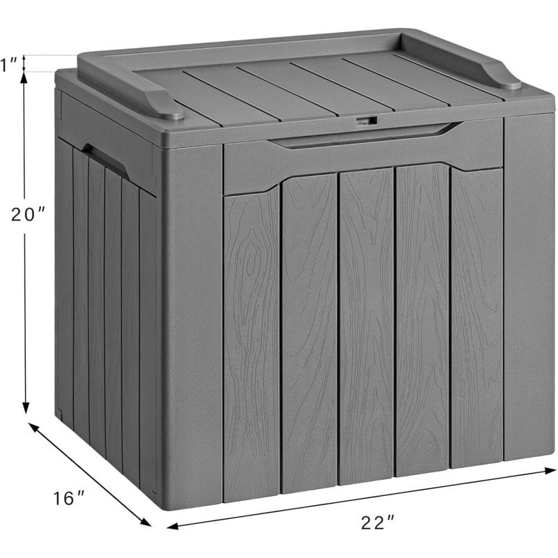 Boîte de rangement intérieure en résine imperméable pour meubles de patio Gallon, Gris