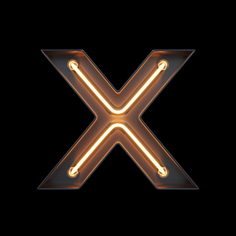 Neon Light Alphabet X With Clipping Path by Sarawuth702 - Wrapped Canvas Print, 30cm H x 30cm W x 3.8cm D