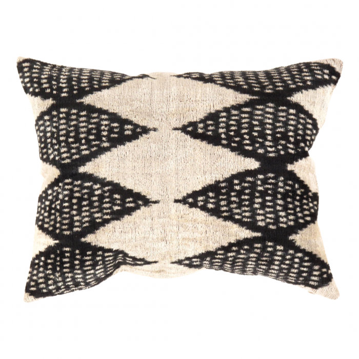 Coussin en velours réversible, H 16 po x l 30 po, Noir