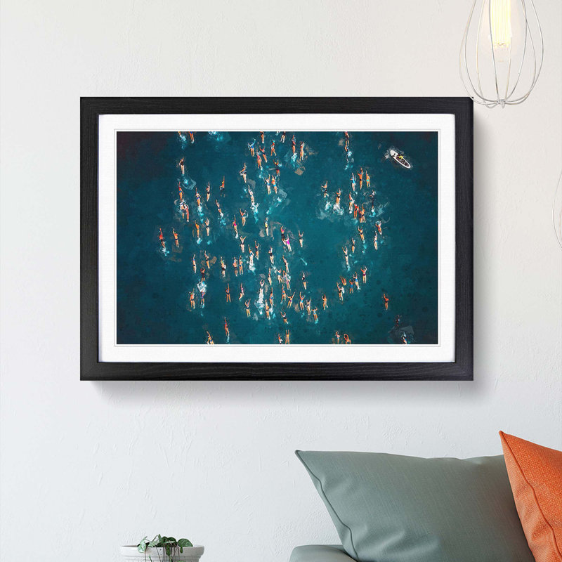 Swimmers in Brazil - Picture Frame Graphic Art Print, Black Framed, 48cm H x 65cm W x 2cm D