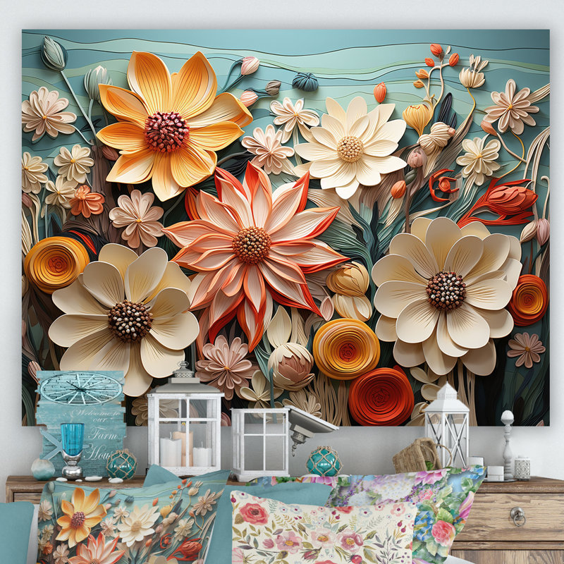 Motif floral vibrant oasis - impression, Toile tendue, H 30 po x l 40 po x P 1,5 po