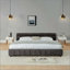 Lit tapissier, base de lit tapissier confortable, tissu chenille, avec tête de lit et base de lit solide-612321704-612321705