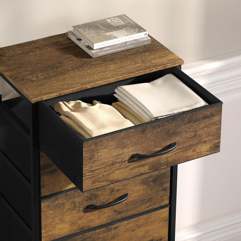 Rikeisha 5 Drawer Storage Drawer, Vintage Brown