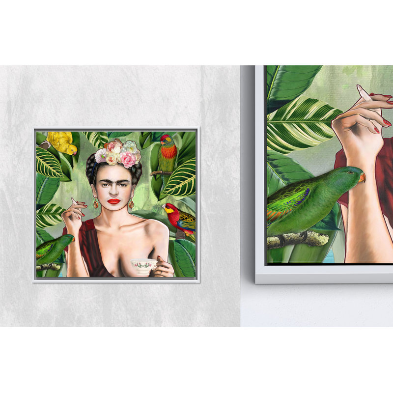 Frida Kahlo, impression sur toile avec tasse à thé, décoration murale élégante, 1P, H: 51,2 po x l: 51,2 po