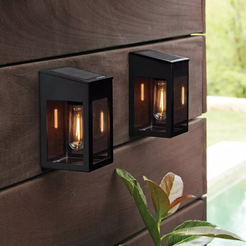 2-Pack Vintage Patio Solar LED Window Lights Outdoor Path Lights Matte Black: Automatic Lighting, Weather-Resistant