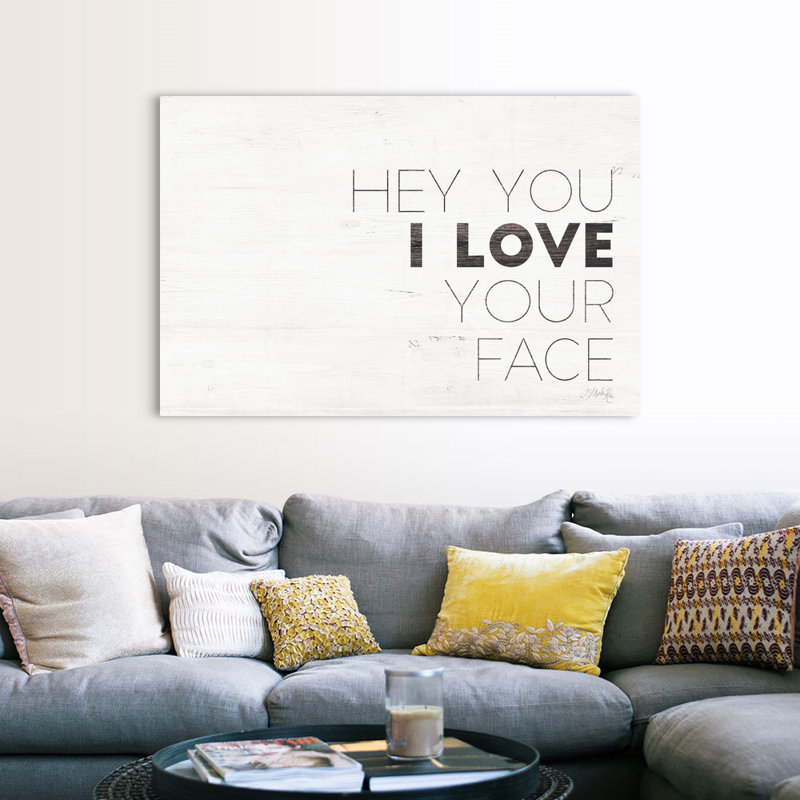 «Hey you» par Marla Rae - Art textuel sur toile, H 40 po x l 60 po x P 1,25 po, Toile tendue