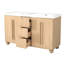 Ensemble de meuble-lavabo à double cuve moderne naturel 59,1 po avec lavabos en résine Ovia, rangement à fermeture en douceur, tablettes réglables, conception à dossier ouvert