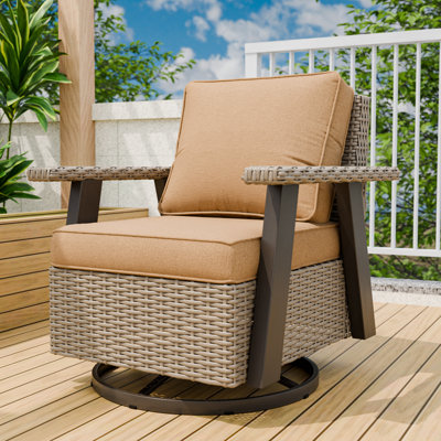 Ensemble de chaises berçantes pivotantes d'extérieur, ensemble de chaises de patio en rotin et osier à 360 °