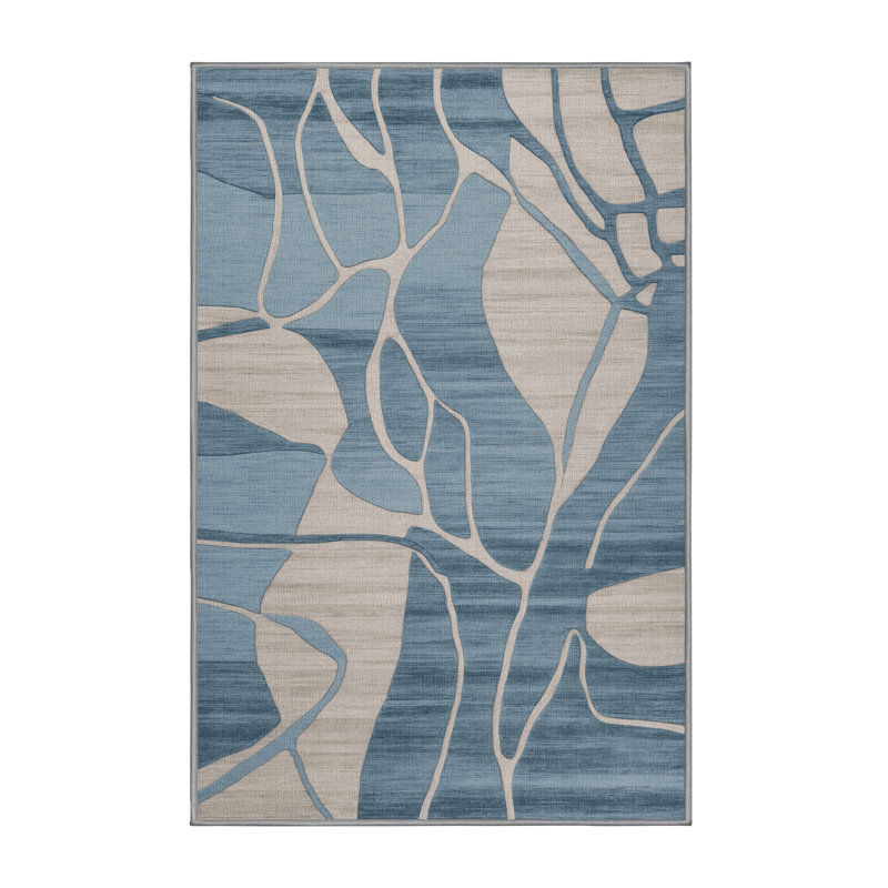 Machine Washable Abstract Gray Area Rug, Rectangle 3' x 5'
