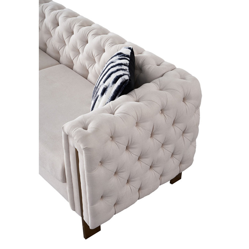 Velours, Velours beige, H 29,13 po x l 84,25 po x P 30,7 po