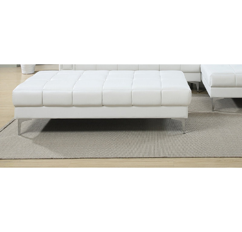 Très grand repose-pieds en cuir reconstitué blanc, Blanc