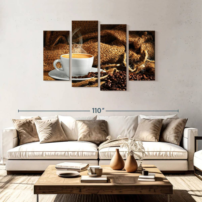 Yarlin Beans And Steaming Coffee, 48" H x 75" W