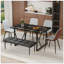 Ensemble de table et de chaises. Ensemble de table de salle à manger moderne en MDF à motif de marbre noir - 55 po x 31,4 po avec 4 chaises de salle à manger en polyuréthane et 1 banc, un choix de luxe subtil pour les maisons modernes.-1413704591-1413704586