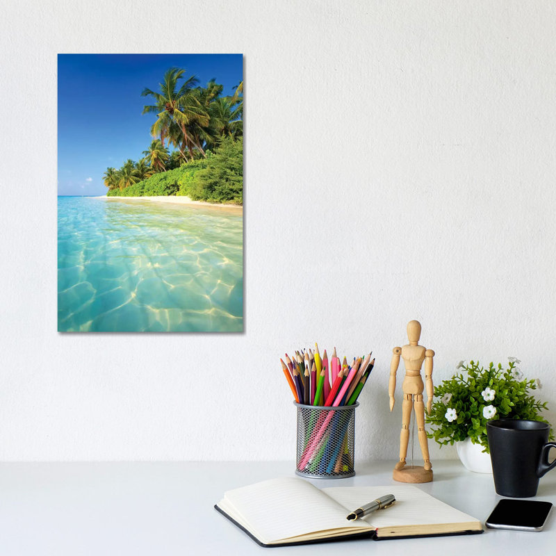 Tropical Beach In The Maldives - Wrapped Canvas Print, 30.48cm H x 20.32cm W x 1.91cm D
