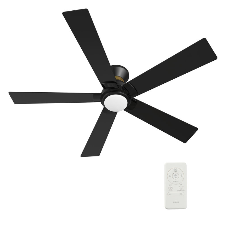 52''  5 - Blade LED Smart Standard Ceiling Fan with Remote Control and Light Kit Included.