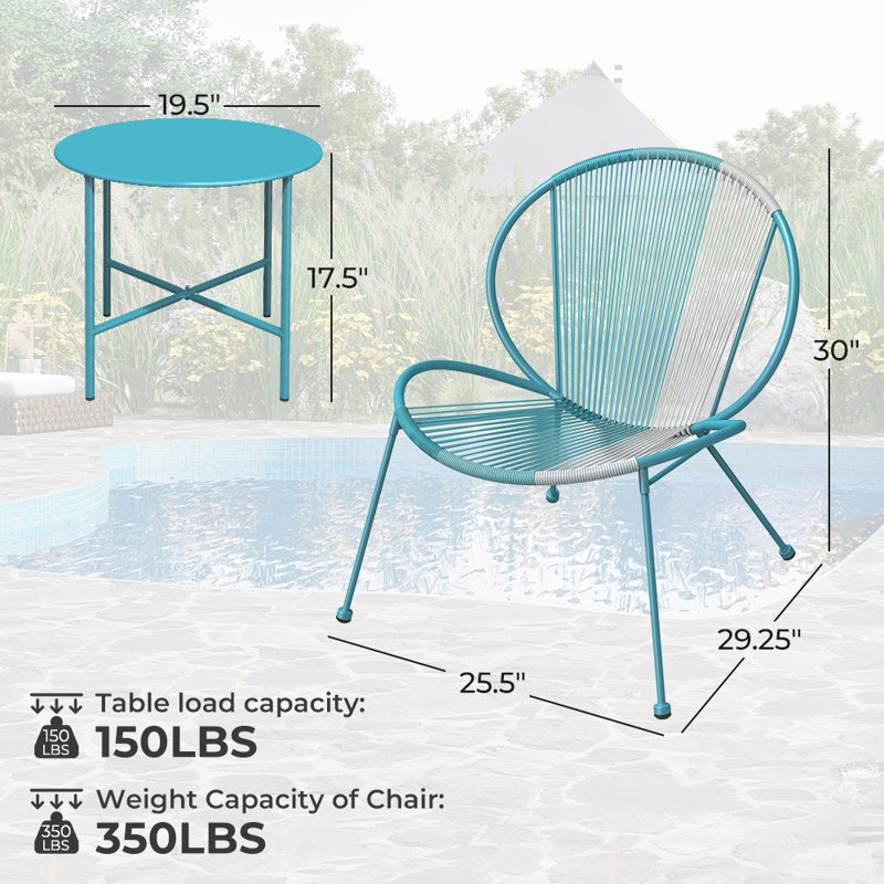 Ensemble de 3 cordes en rotin Halcott, Bleu