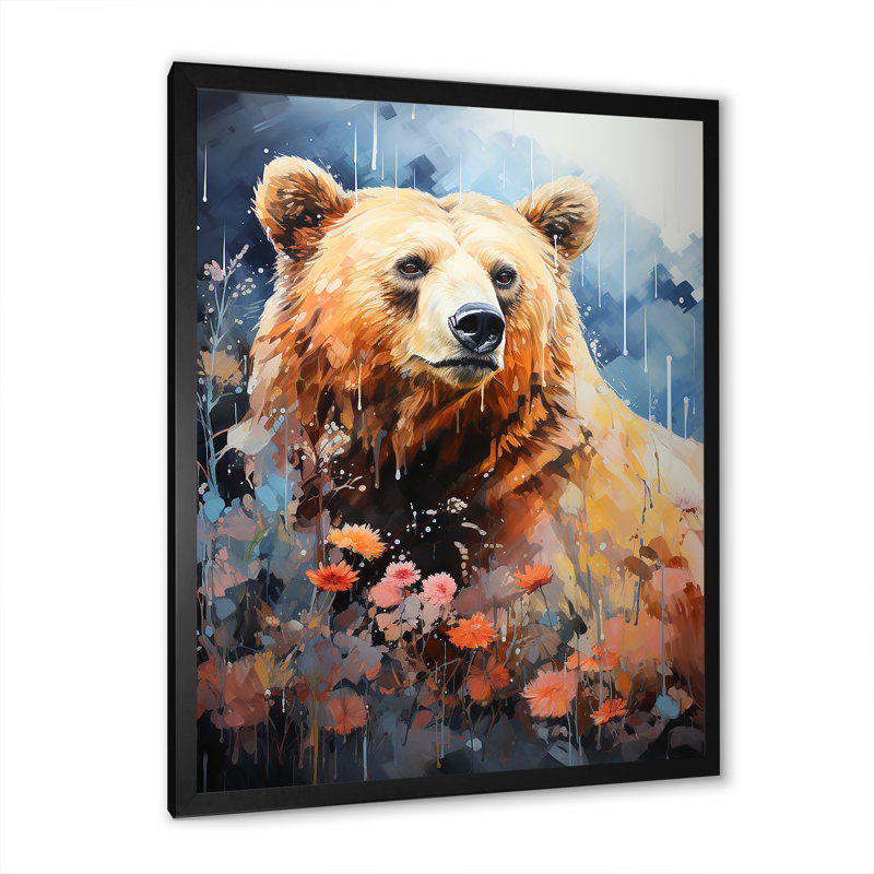 " Abstract Bear Habitat ", Black Picture Framed, 32" H x 24" W x 1" D