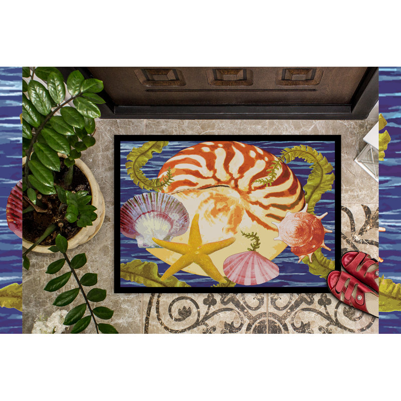Raina Non-Slip Outdoor Doormat, Nautilus and Gulf and Sundial