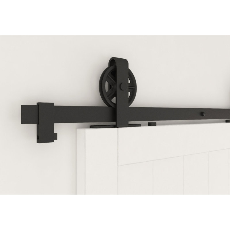 Satin Black Steel Barn Door Hardware Kit