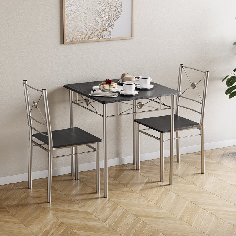 Nyvaeh 2 - Person Dining Set, Black, Silver