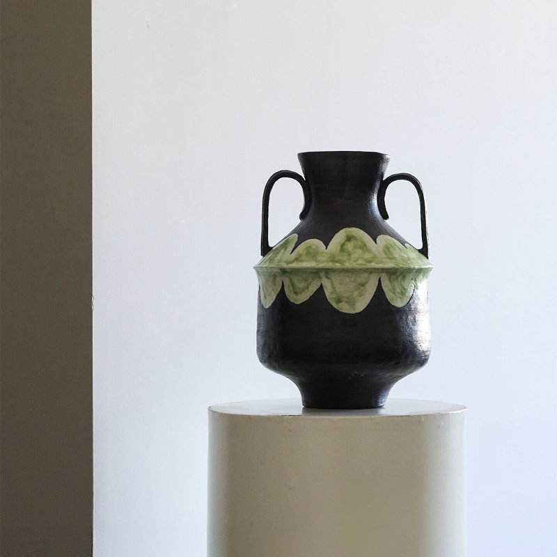 Black Green Amphora Ceramic Table Vases
