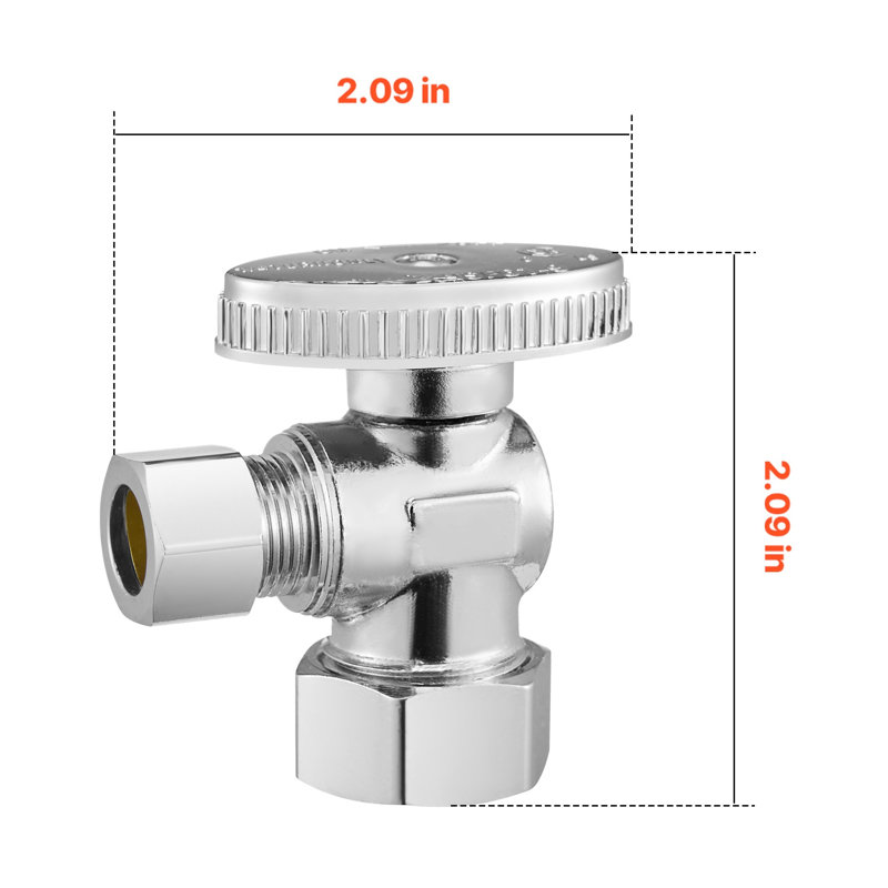 Paquet de 10 valves d'arrêt 1/4 d'angle, entrée de compression 1/2 po x sortie de compression 3/8 po, valve d'arrêt en laiton sans plomb pour la plomberie de cuisine et de salle de bain