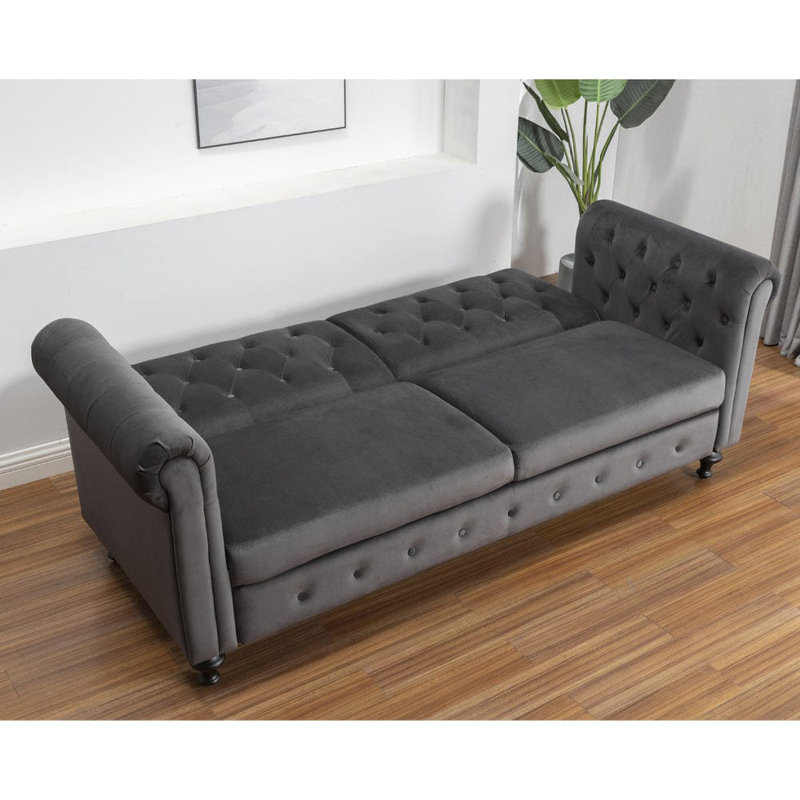 Selene 3 Seater Velvet Sleeper, Grey