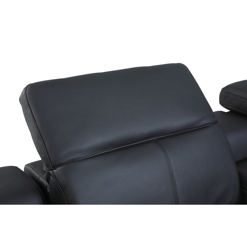 Divanitalia Top Grain Italian Leather Loveseat, Black