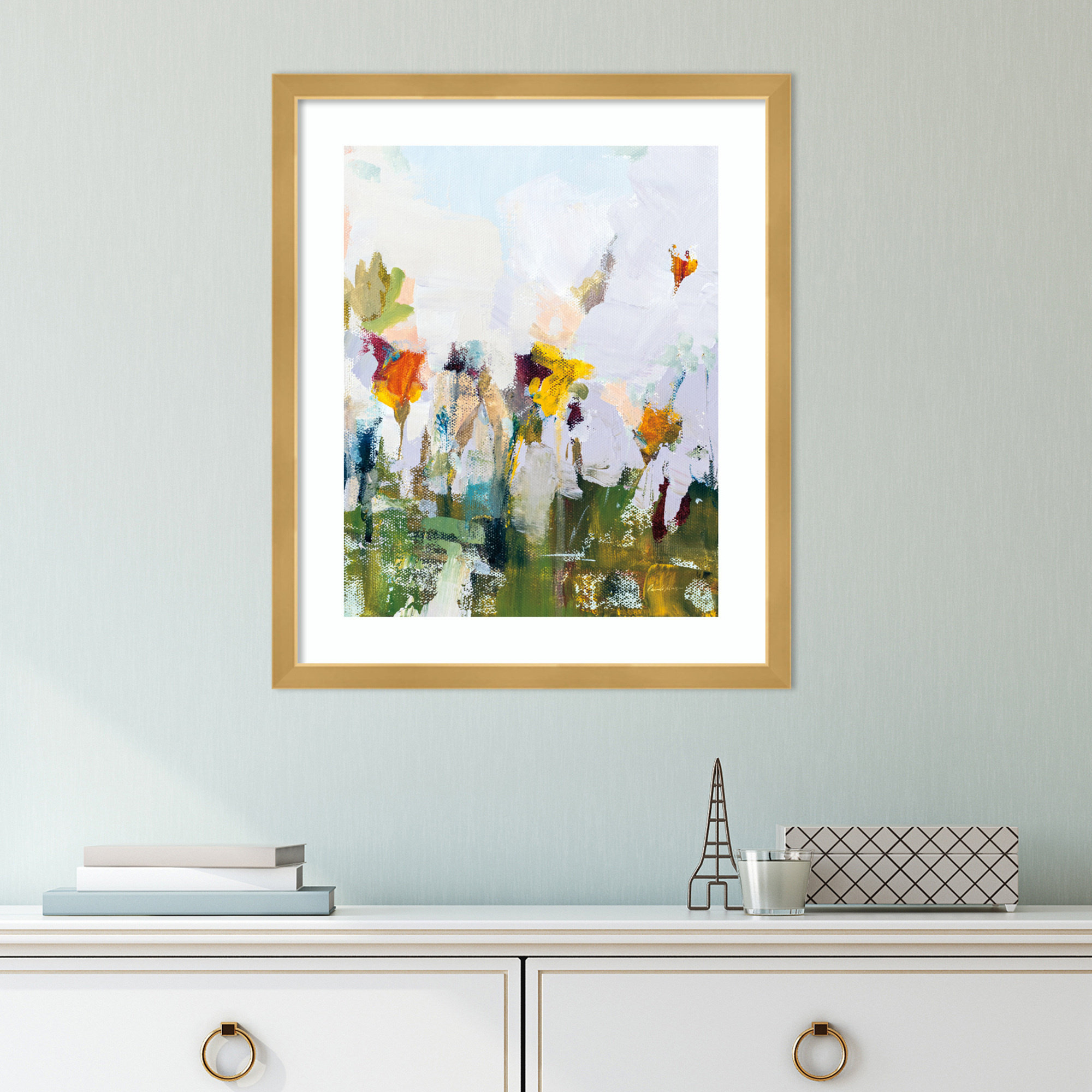 Spontaneous Summer Flowers by Pamela Munger, 18" H x 15.25" W x 0.88" D, Gold