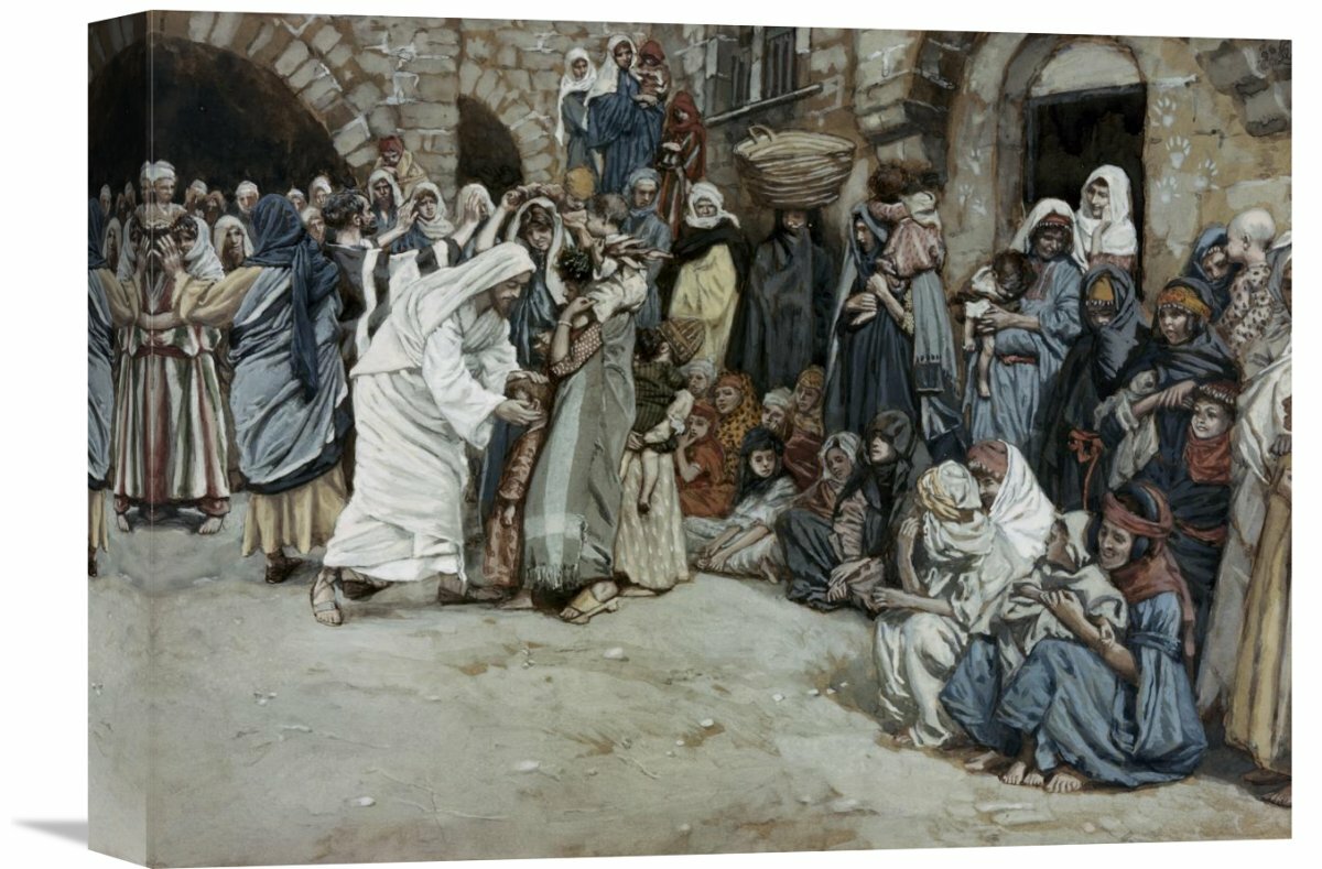 Suffer The Little Children Come Unto Me On Canvas by James Tissot Print