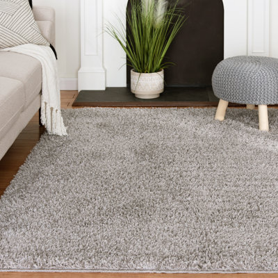 Tapis gris clair touffeté Youssouf