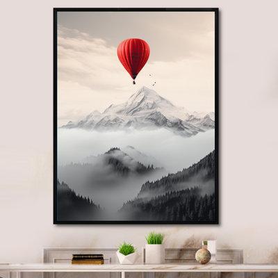 Ballon à air chaud dans les montagnes I - Transport, reproduction d'art mural