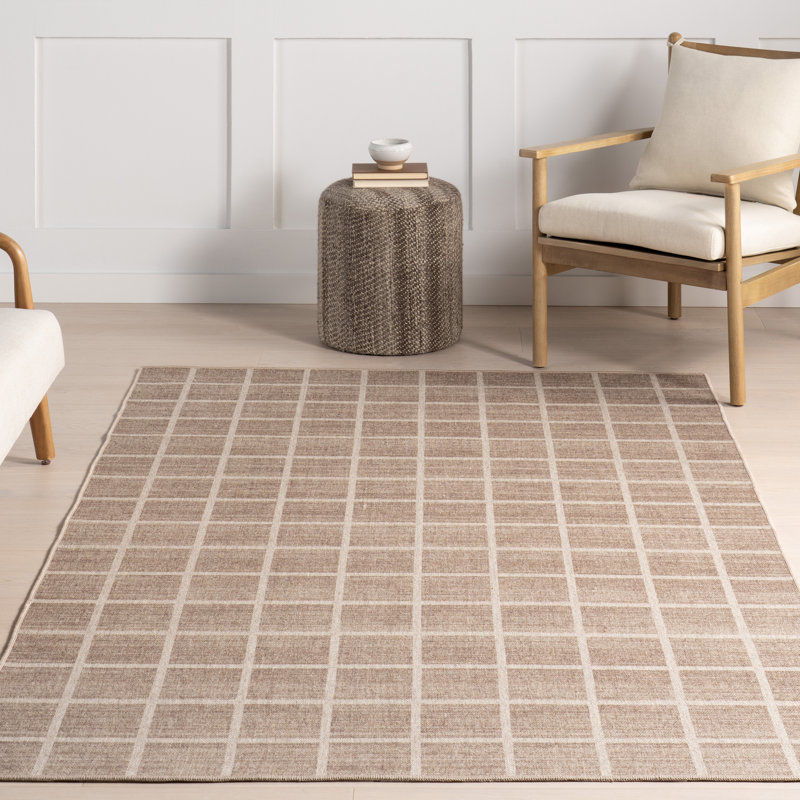 Tapis Daena à carreaux lavable à la machine, Rectangle 8 pi 6 po x 11 pi 6 po