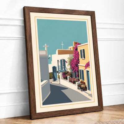 Mediterranean Shadows Coastal - Framed Print