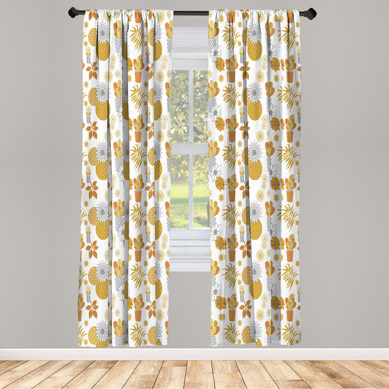 Paire de rideaux semi-transparents avec passe-tringle Cactus, 28 po x 63 po