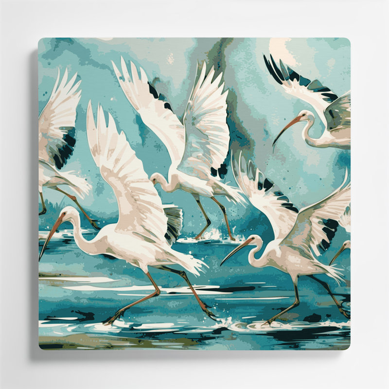 Oiseaux, oiseau blanc, beige, art mural en métal, H 32 po x l 32 po
