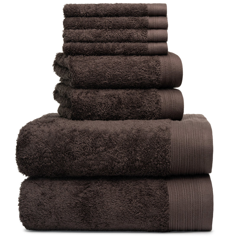 Ensemble de serviettes 8 pièces 100% coton Doncia, Chocolat