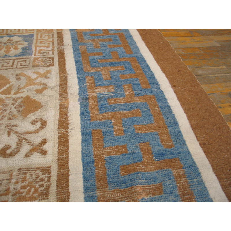 Antique Mongolian Chinese Allover Geometric Knotted Rug