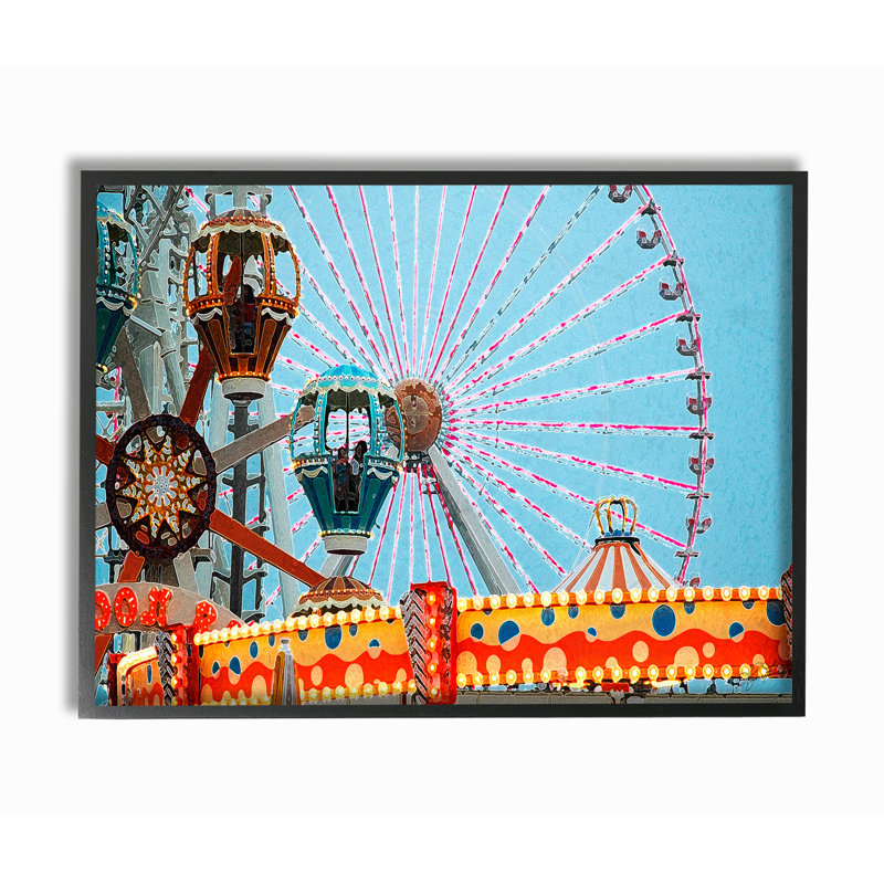 « ferris wheel tilt a whirl », impression, H 11 po x l 14 po, Giclée encadrée noir minuit