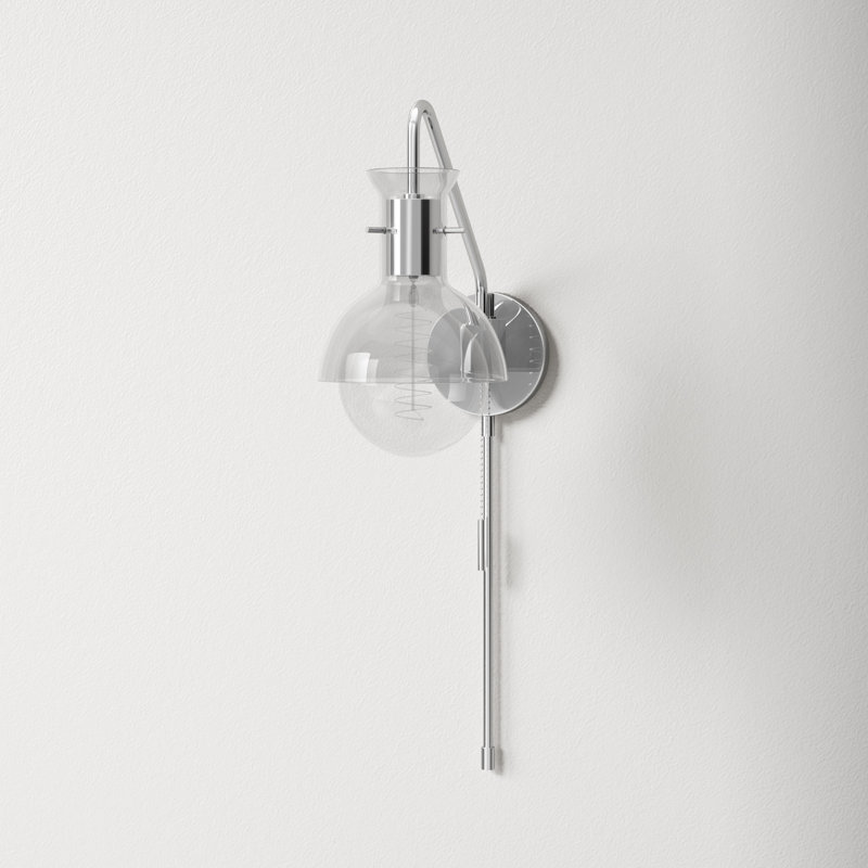 Luke Steel Plug-in Armed Sconce, Polished Nickel