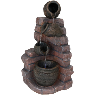 Vick Weather-Resistant Bricks and Pots Polyresin Solar Outdoor Fountain