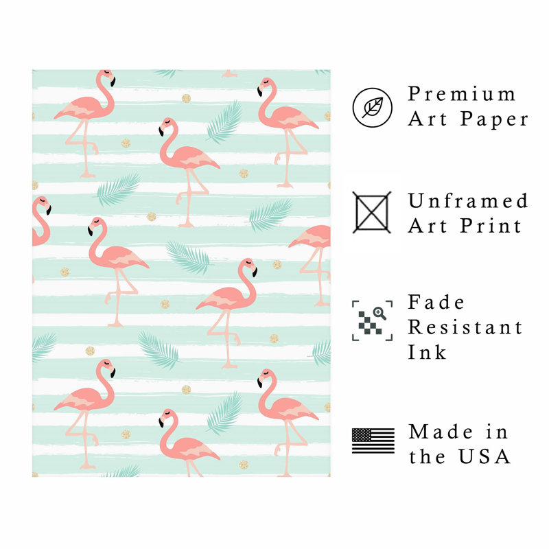 Animaux, motif de flamants roses II, reproduction d'art sans cadre, H 30 po x l 20 po