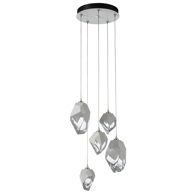 Chrysalis 5 - Light Cluster Geometric Pendant, 15" - 80", White, White