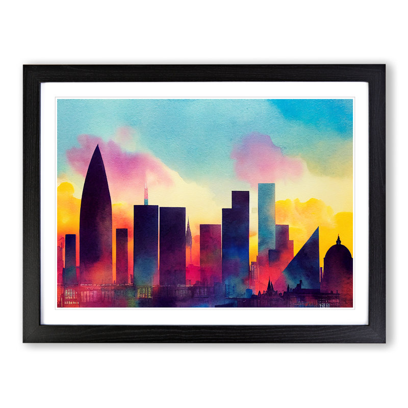 London Skyline Vol.4 Abstract - Single Picture Frame Painting, 46cm H x 64cm W x 2cm D, Black